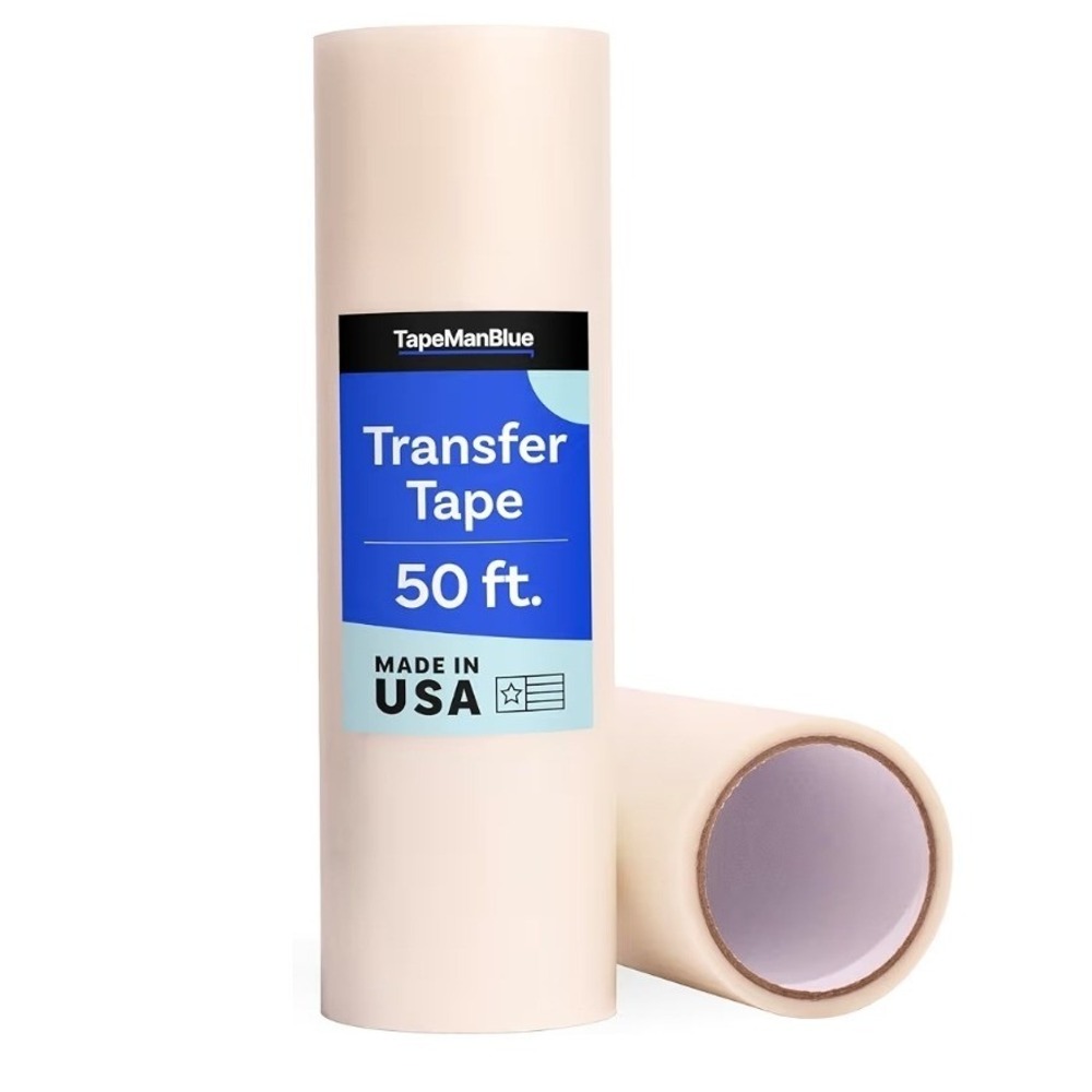 TapeManBlue Clear Transfer Tape for Vinyl 12in x 50ft Roll Medium Tack 5173 O3;4
